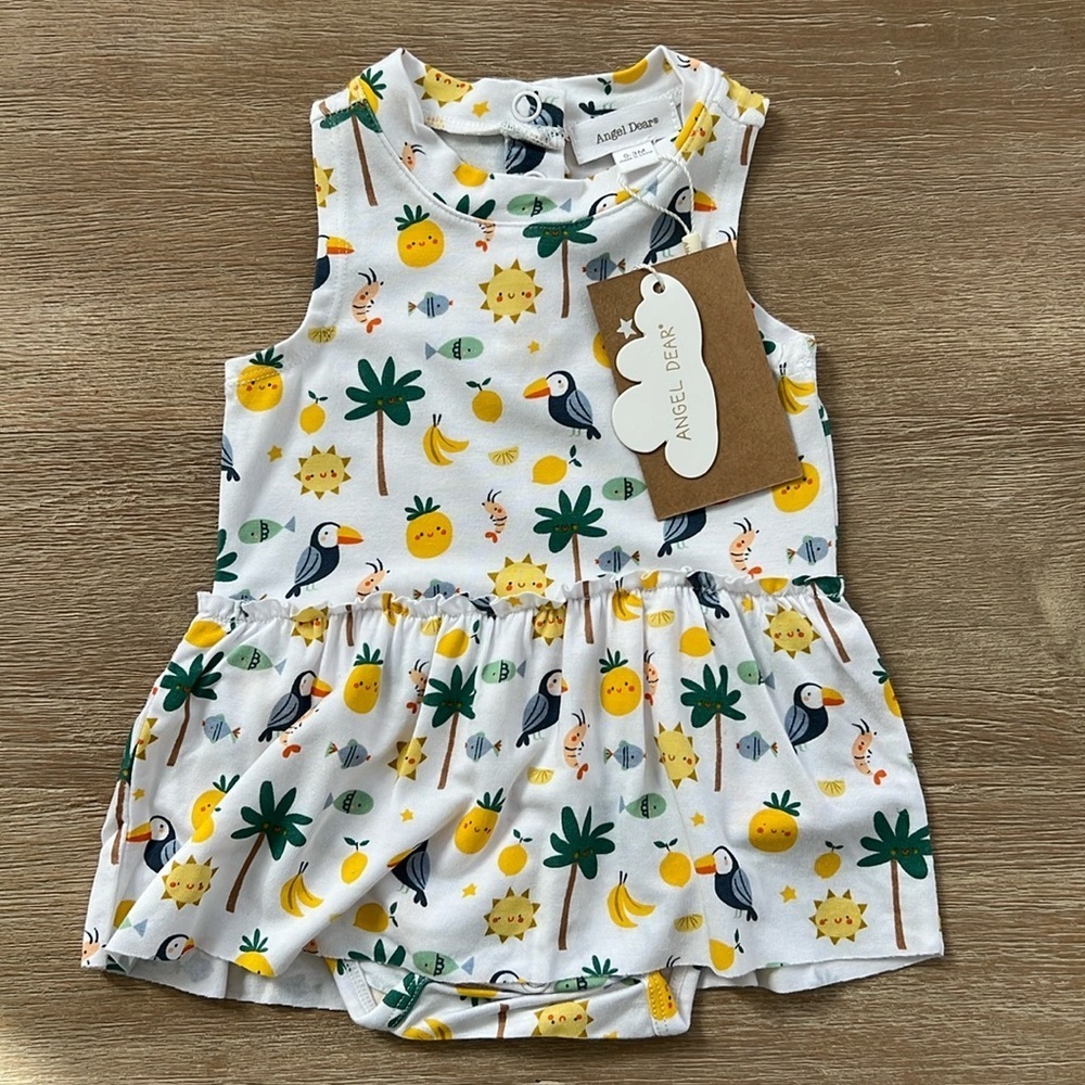 Angel Dear Girl Bamboo Bodysuit Romper Onesie Tropical 0-3 3-6 months
